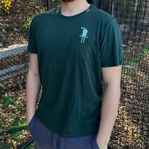 THE ELF BUDDY OMG SANTA MEN T SHIRT OLD NAVY POCKET MONSTER GREEN CHRISTMAS TREE - Picture 7 of 16